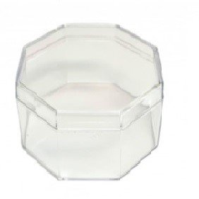 CAJA ACRILICA OCTOGONAL 8.5X8.5X3CM