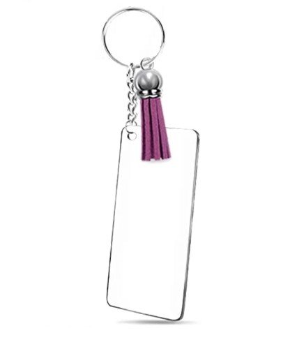 LLAVERO DE ACRILICO RECTANGULAR DE BORLA PLATEADA (10PZ)
