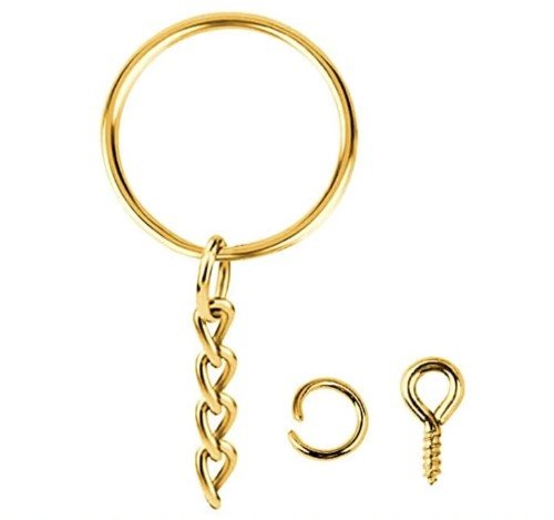 ANILLOS PARA LLAVERO CON CADENA DORADO (10PZ)