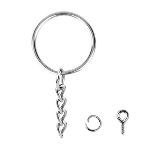 ANILLOS PARA LLAVERO CON CADENA PLATEADO (10PZ)