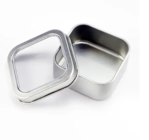 CAJA DE METAL CUADRADA CON VISOR (5.7X5.7X2.54CM)