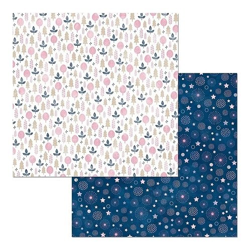CARTULINA ESTAMPADA AZUL CON ROSADO 12"X12"
