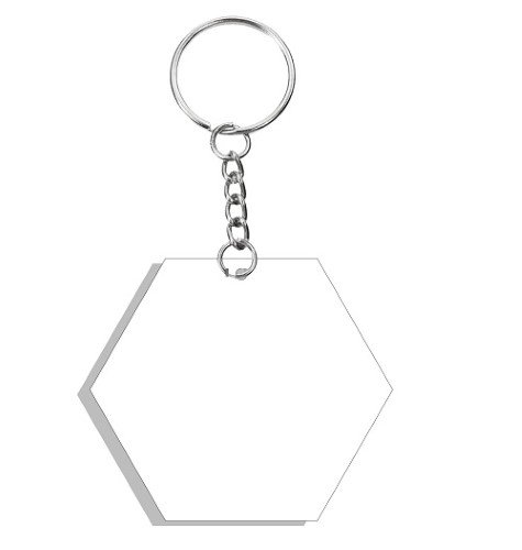 LLAVERO DE HEXAGONO CON BORLA PLATEADA (10PZ)