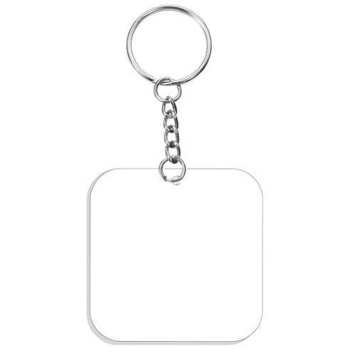 LLAVERO CUADRADO CON BORLA PLATEADA (10PZ)