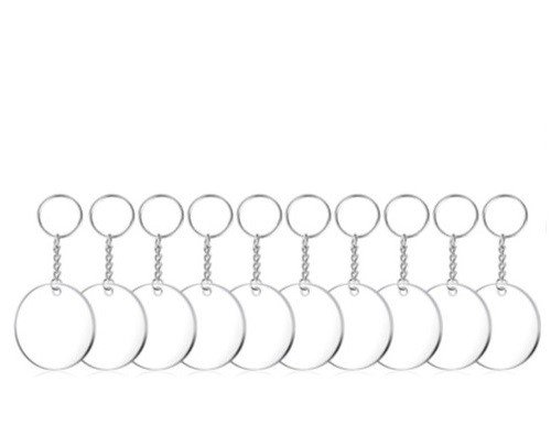 LLAVERO CIRCULAR DE 6CM CON BORLA PLATEADA (10PZ)