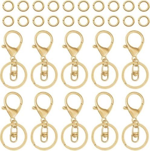 ANILLOS PARA LLAVERO CON CADENA Y ESLABON DORADO (10PZ)