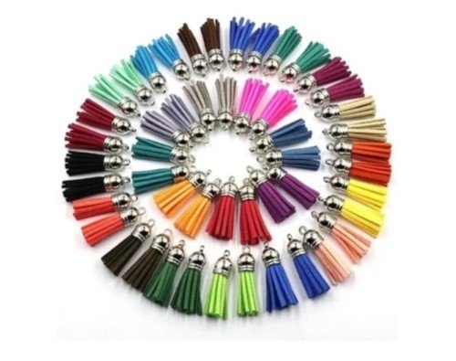 BORLAS PARA LLAVERO PLATEADO MULTICOLOR (10PZ)