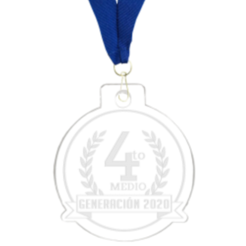 MEDALLA ACRILICA TRANSPARENTE DE 6CM