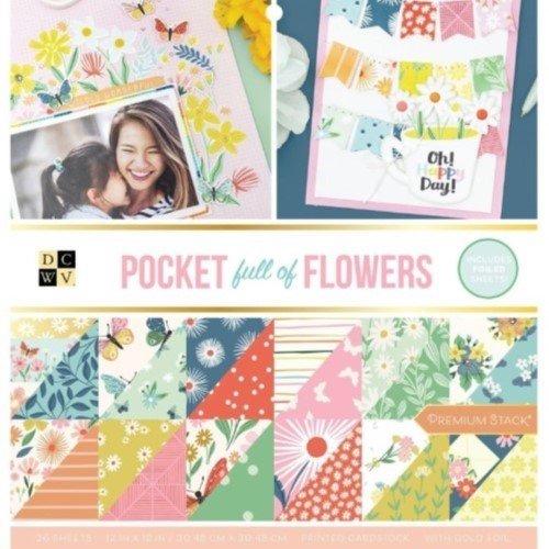 BLOCK ESTAMPADO POCKET FLOWERS 12"X12" (36 HOJAS)