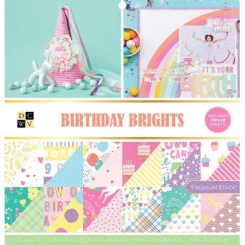 BLOCK ESTAMPADO BIRTHDAY BRIHGTS 12"X12" (36 HOJAS)