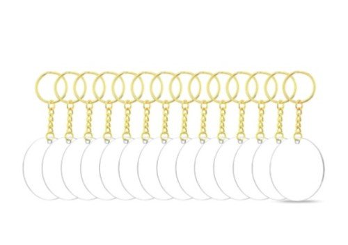 LLAVERO CIRCULAR DE 6CM CON BORLA DORADA (10PZ)