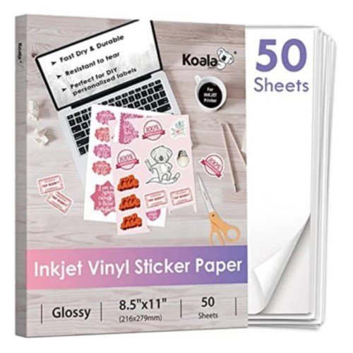 VINYL ADHESIVO BRILLANTE RESISTENTE AL AGUA (50 HOJAS) KOALA