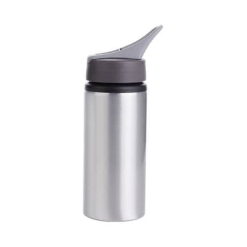 BOTELLA PLATEADA DEPORTIVA ALUMINIO CON ASA 650ML