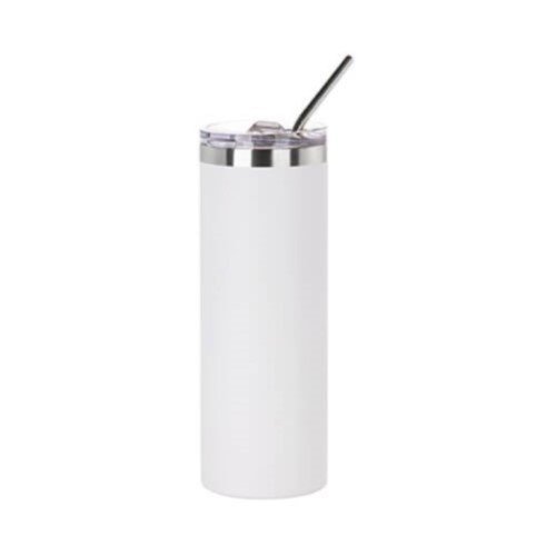 VASO DELGADO ACERO INOX CON PAJILLA Y TAPA 600ML BLANCO