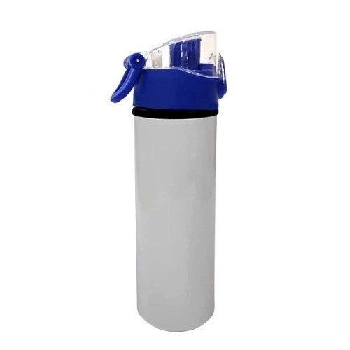 BOTELLA BLANCA DEPORTIVA TAPA TRANSPARENTE AZUL 750ML