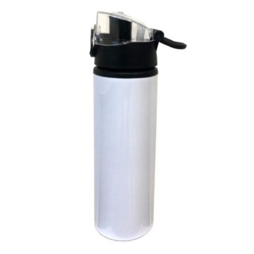 BOTELLA BLANCA DEPORTIVA TAPA TRANSPARENTE NEGRA 750ML