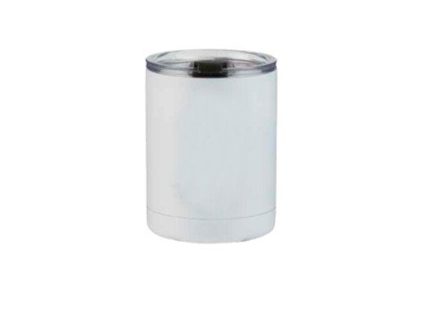 VASO BLANCO DE ACERO INOXIDABLE CON TAPA TRASPARENTE 10OZ