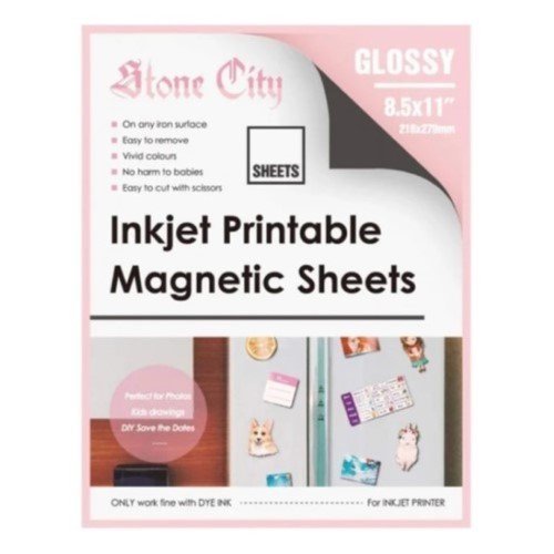 PAPEL IMANTADO GLOSSY PARA IMPRESION TINTA CONTINUA (5 HOJAS)