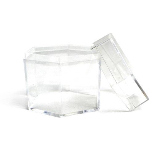 CAJA ACRILICA HEXAGONAL ALTA 5X5X5