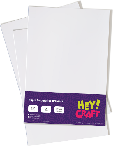 PAPEL FOTOGRAFICO HEY CRAFT 13X19 GLOSSY 20 HOJAS (230G)