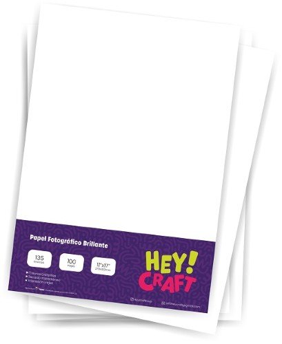PAPEL FOTOGRAFICO HEY CRAFT 11X17 GLOSSY 100 HOJAS (135G)