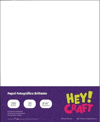 PAPEL FOTOGRAFICO HEY CRAFT CARTA GLOSSY 20 HOJAS (230G)