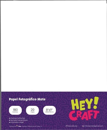PAPEL FOTOGRAFICO HEY CRAFT CARTA MATE 20 HOJAS (180G)