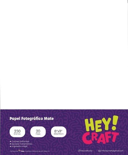 PAPEL FOTOGRAFICO HEY CRAFT CARTA MATE 20 HOJAS (230G)