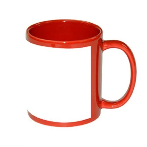 TAZA DE CERAMICA ROJA CON PARCHE BLANCO PARA SUBLIMAR 11OZ