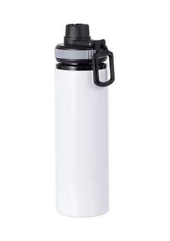 BOTELLA DE ALUMINIO BLANCA CON TAPA GRIS DE 850ML