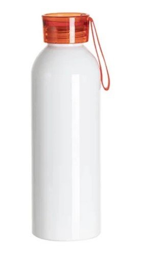 BOTELLA DE ALUMINIO PORTABLE DEPORTIVA BLANCA CON TAPA ROJIZO 750ML