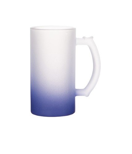 JARRA CERVECERA DE VIDRIO ESMERILADO AZUL OSCURO 16OZ
