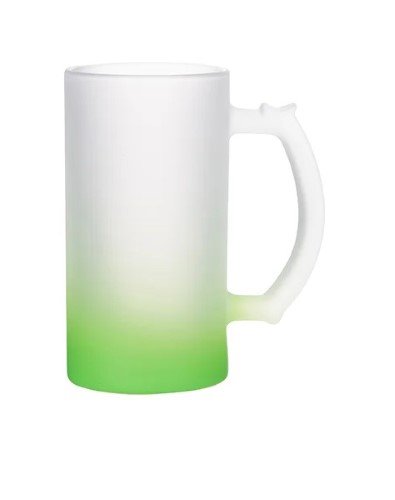 JARRA CERVECERA DE VIDRIO ESMERILADO VERDE 16OZ