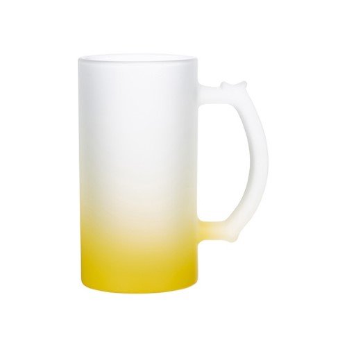 JARRA CERVECERA DE VIDRIO ESMERILADO AMARILLO 16OZ