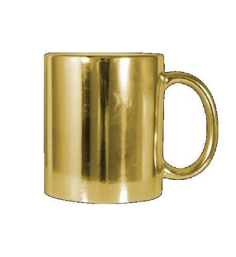 TAZA DE CERAMICA DORADA ESPEJO 11OZ