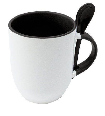 TAZA EN LA PARTE INTERNA NEGRA CON CUCHARITA 11OZ