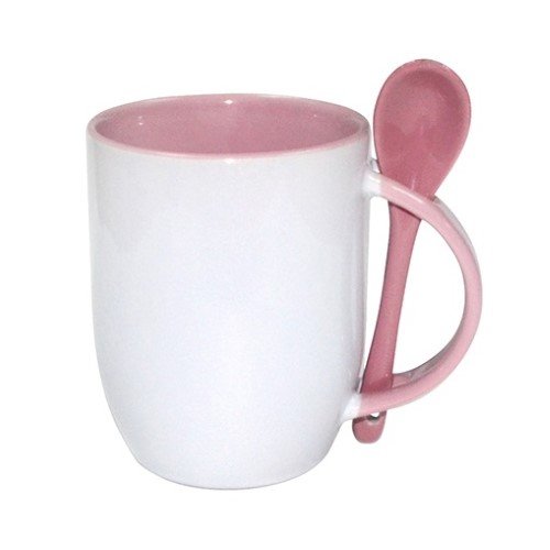 TAZA EN LA PARTE INTERNA ROSA CON CUCHARITA 11OZ