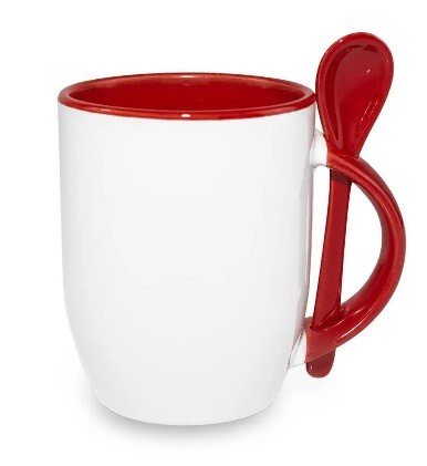 TAZA EN LA PARTE INTERNA ROJA CON CUCHARITA 11OZ