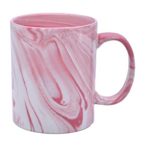 TAZA DE CERAMICA MARMOLEADA ROSADA 11OZ