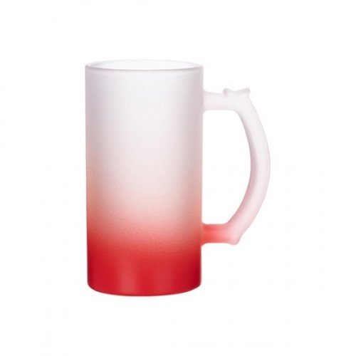 JARRA CERVECERA DE VIDRIO ESMERILADO ROJO 16OZ