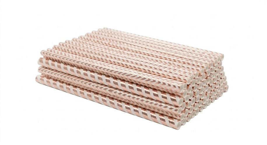 PITILLOS DE PAPEL ROSE GOLD DE RAYAS ZIG ZAG (50PZ)