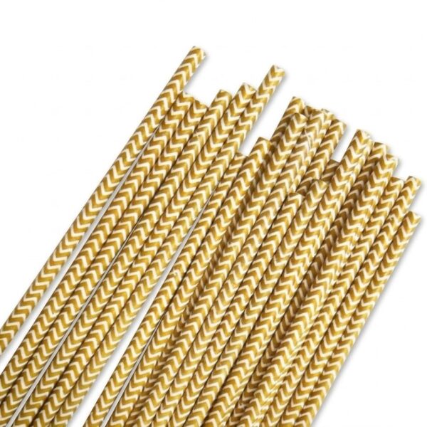 PITILLOS DE PAPEL DORADO DE RAYAS ZIG ZAG (50PZ)