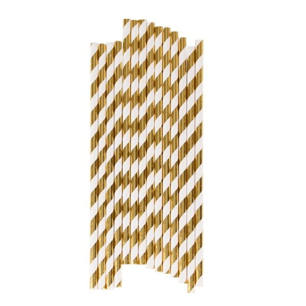 PITILLOS DE PAPEL DORADO DE RAYAS (50PZ)