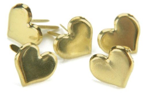 MINI TACHUELAS O BRADS DORADOS DE CORAZON (50PZ)