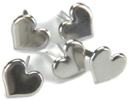 MINI TACHUELAS O BRADS PLATEADO DE CORAZON (50PZ)