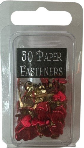 MINI TACHUELAS O BRADS CORAZONES ROJOS (50PZ)