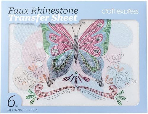 HOJA DE TRANSFERENCIA DIAMANTES MARIPOSA 20X26CM 6PCS