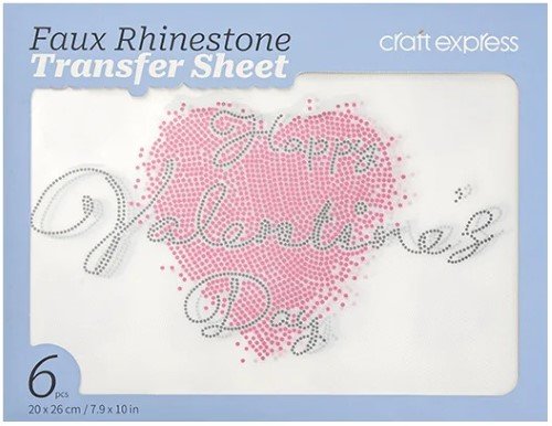 HOJA DE TRANSFERENCIA DIAMANTES CORAZON 20X26CM 6PCS