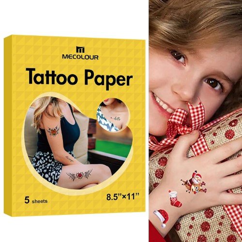 PAQ 5 HOJAS TATUAJE TEMPORAL IMPRIMIBLE INKJET CARTA MECOLOUR