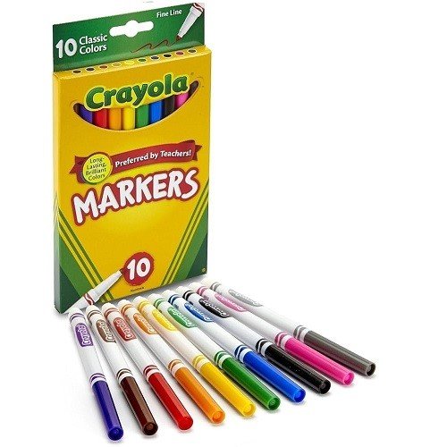 MARCADORES PUNTA FINA CRAYOLA 10 COLORES